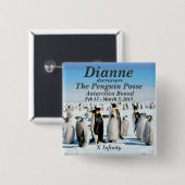 Badge Carré 5 Cm bande nommée de pingouin de bouton 2013 fév. (Devant & derrière)
