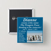 Badge Carré 5 Cm bande nommée de pingouin de bouton 2013 fév. (Devant & derrière)