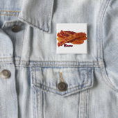 Badge Carré 5 Cm Bandes de Bacon (En situation)