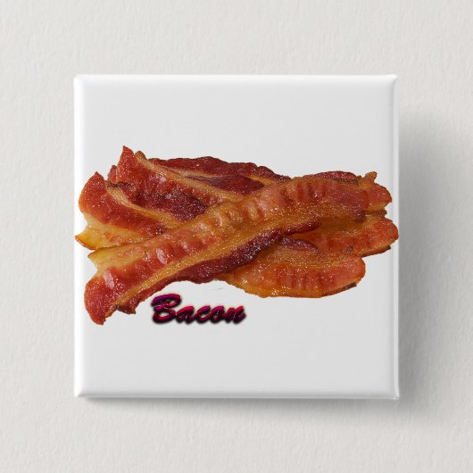 Badge Carré 5 Cm Bandes de Bacon (Devant)