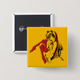 Badge Carré 5 Cm Bandes dessinées R & B, Anime Loli Chat Fille aux