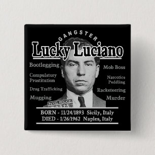 Badge Carré 5 Cm Bandit Lucky Luciano