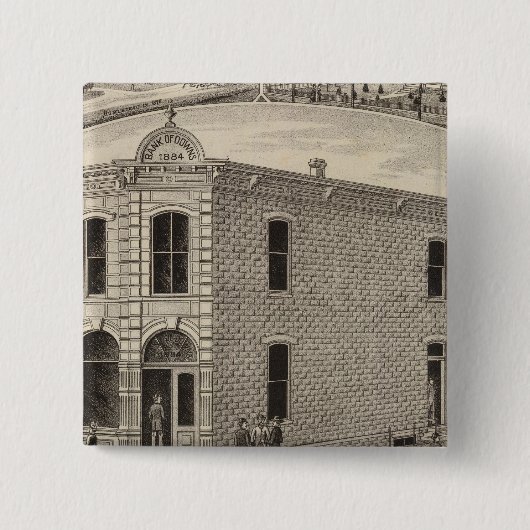 Badge Carré 5 Cm Bank of Downs, Huff Residences, Downs, Kansas (Devant)
