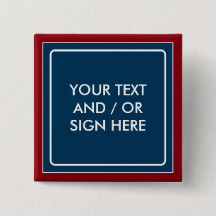 Badge Carré 5 Cm Bannière carré bleu + votre dos. & idées