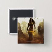 Badge Carré 5 Cm Bannière : Harley, Wonder Woman, Flash (Devant & derrière)