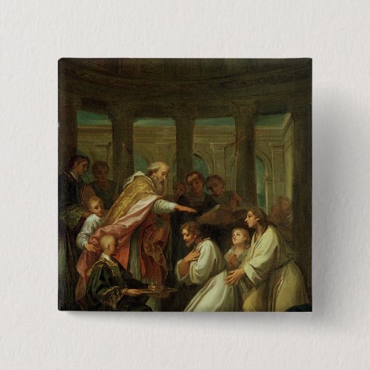 Badge Carré 5 Cm Baptême de St Augustine (Devant)