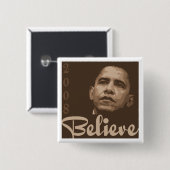 Badge Carré 5 Cm Barack croient le bouton (Devant & derrière)