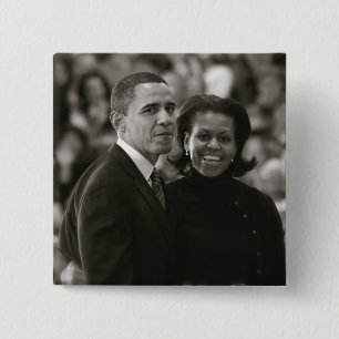 Badge Carré 5 Cm Barack et bouton de Michelle Obama