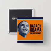 Badge Carré 5 Cm Barack Obama (Devant & derrière)