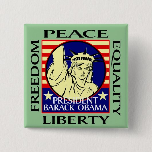 BADGE CARRÉ 5 CM BARACK OBAMA GAGNE ! - CUSTOMISÉ (Devant)