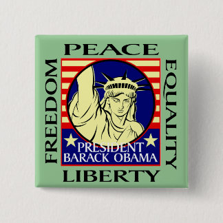 BADGE CARRÉ 5 CM BARACK OBAMA GAGNE ! - CUSTOMISÉ