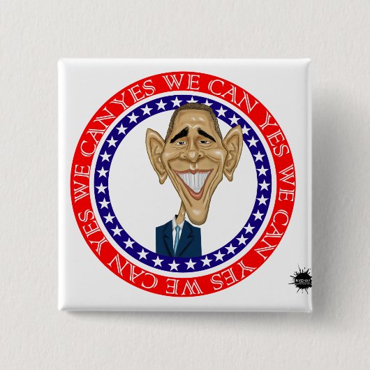 Badge Carré 5 Cm Barack Obama oui nous pouvons (Devant)