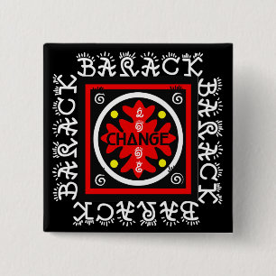 BADGE CARRÉ 5 CM BARACK OBAMA POUR PRÉSIDENT PIN