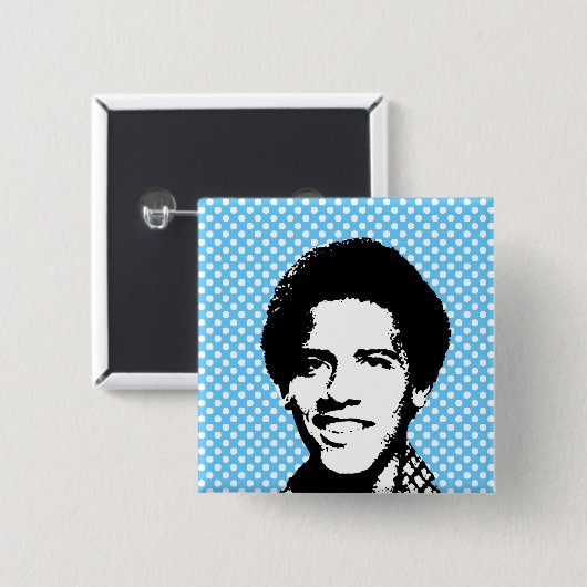 Badge Carré 5 Cm Barack Obama rétro (Devant & derrière)