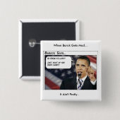 Badge Carré 5 Cm Barak Obama devient fou (Devant & derrière)