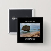 Badge Carré 5 Cm Barbade, Bathsheba Rocks (Devant & derrière)