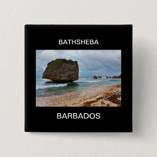 Badge Carré 5 Cm Barbade, Bathsheba Rocks (Devant)