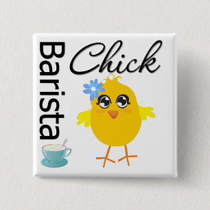 Badge Carré 5 Cm Barista Chick