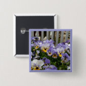 Badge Carré 5 Cm Barrière de bleus de pensée (Devant & derrière)