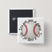 Badge Carré 5 Cm Base-ball-son pas simplement un jeu (Devant & derrière)