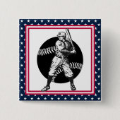 Badge Carré 5 Cm Baseball : Bouton Vintage (Devant)