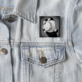 Badge Carré 5 Cm baseball en main (En situation)