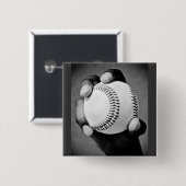 Badge Carré 5 Cm baseball en main (Devant & derrière)
