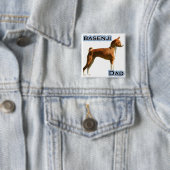 Badge Carré 5 Cm Basenji Papa 4 (En situation)