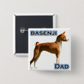 Badge Carré 5 Cm Basenji Papa 4 (Devant & derrière)
