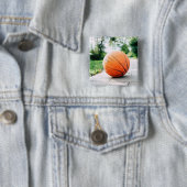 Badge Carré 5 Cm Basket-ball cadeau (En situation)
