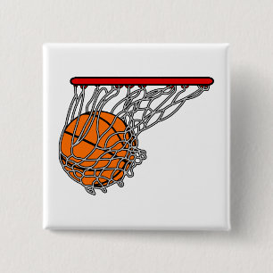 Badge Carré 5 Cm Basket-ball dans le cercle