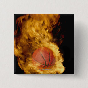 Badge Carré 5 Cm Basket-ball en feu (composite numérique)
