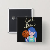 Badge Carré 5 Cm Basket-ball féminin (Devant & derrière)