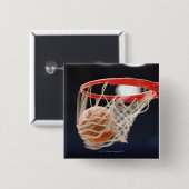 Badge Carré 5 Cm Basket en panier. (Devant & derrière)