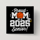 Badge Carré 5 Cm Basketball Senior Class 2025 Graduation Fier Maman (Devant)