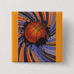 Badge Carré 5 Cm Basketball Urbain Abstrait Grunge Sport