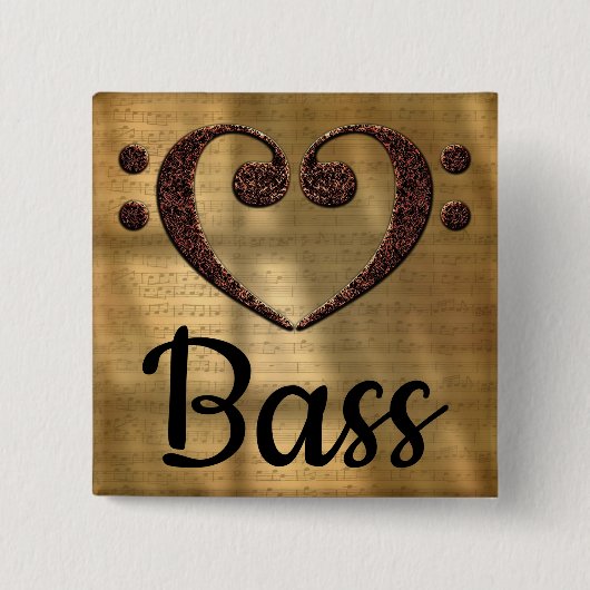 Badge Carré 5 Cm Basse double Clef Heart Basse (Devant)