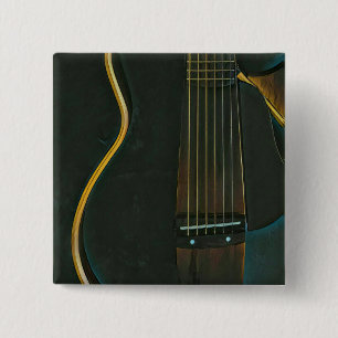 Badge Carré 5 Cm Basse guitariste cadeau