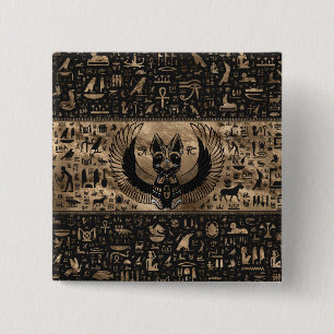 Badge Carré 5 Cm Bastet, déesse égyptienne des chats