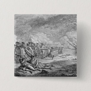 Badge Carré 5 Cm Bataille de Lexington, des 'd'Estampes de Recueil