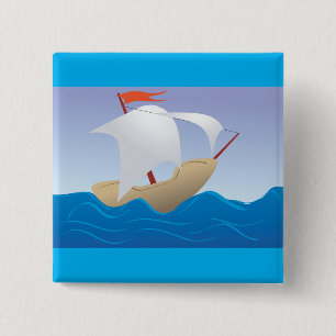 Badge Carré 5 Cm Bateau à arachides fantaisiste minimaliste voilier