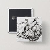 Badge Carré 5 Cm Bateau de Jacques Cartier, 'Rarete Indes (Devant & derrière)