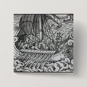 Badge Carré 5 Cm Bateau de Viking