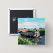 BADGE CARRÉ 5 CM BATEAUX DE CANAL (Devant & derrière)