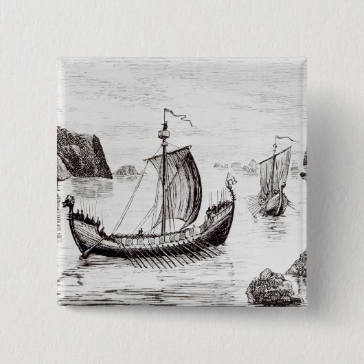 Badge Carré 5 Cm Bateaux de Viking (Devant)