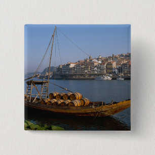 Badge Carré 5 Cm Bateaux Rabelo, Porto, Portugal