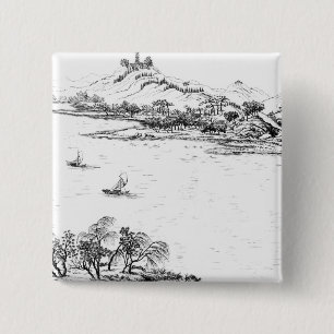Badge Carré 5 Cm Bâti Chang et lac Chou, de 'Anglo-Chi de Jardins
