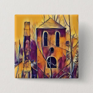 BADGE CARRÉ 5 CM BÂTIMENT D'ANGLETERRE VICTORIENNE