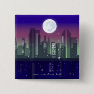 Badge Carré 5 Cm Bâtiments allumés la nuit