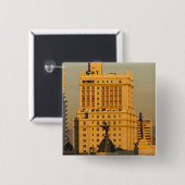 Badge Carré 5 Cm Bâtiments le long de Gran Via et Edificio Espana (Devant & derrière)